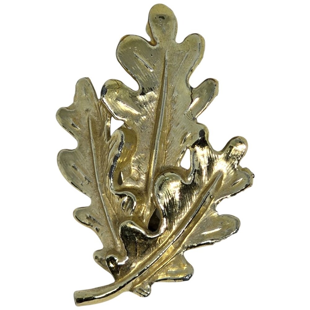 Vintage‎ Gold Tone Oak Leaf Brooch Pin Textured Leaf Nature Fall Jewelry